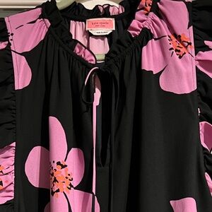 Kate spade black blouse with pink flowers